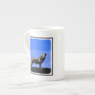 Howling Wolf in Winter  - Original Wildlife Art Bone China Mug