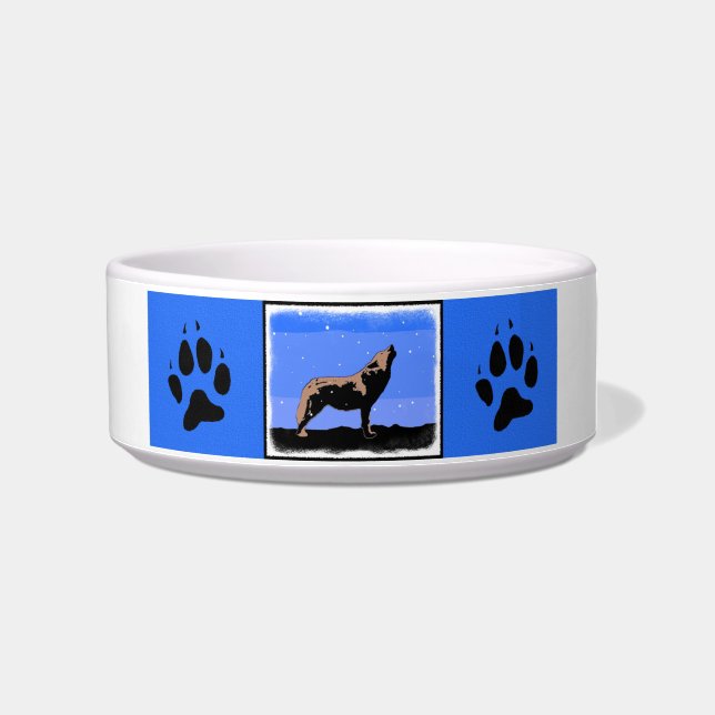 Howling Wolf in Winter  - Original Wildlife Art Bowl (Right)