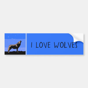 Howling Wolf in Winter  - Original Wildlife Art Bumper Sticker