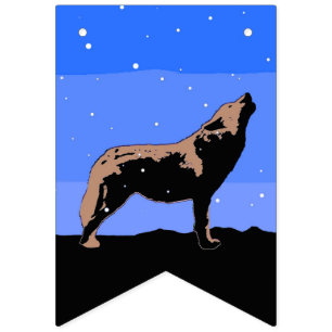 Howling Wolf in Winter - Original Wildlife Art Bunting