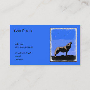 Howling Wolf in Winter - Original Wildlife Art Business Card