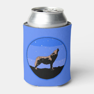 Howling Wolf in Winter - Original Wildlife Art Can Cooler