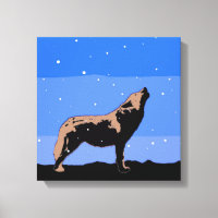 Howling Wolf in Winter - Original Wildlife Art