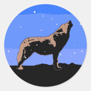 Howling Wolf in Winter  - Original Wildlife Art Classic Round Sticker