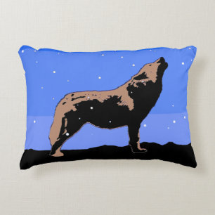 Howling Wolf in Winter - Original Wildlife Art Decorative Cushion