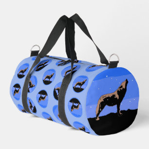 Howling Wolf in Winter - Original Wildlife Art Duffle Bag