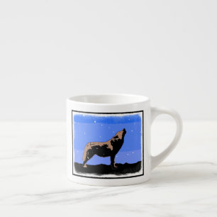 Howling Wolf in Winter  - Original Wildlife Art Espresso Cup