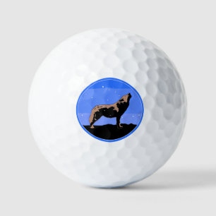 Howling Wolf in Winter - Original Wildlife Art Golf Balls