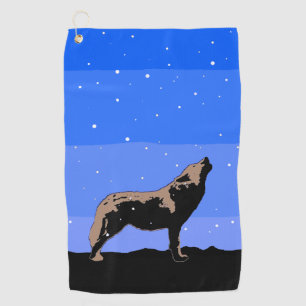 Howling Wolf in Winter - Original Wildlife Art Golf Towel