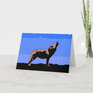 Howling Wolf in Winter  - Original Wildlife Art Holiday Card