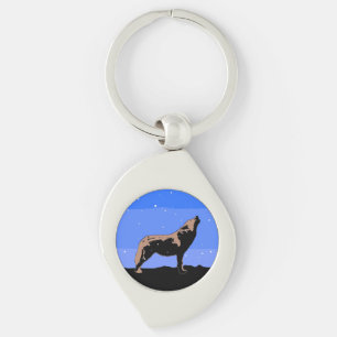 Howling Wolf in Winter - Original Wildlife Art Key Ring