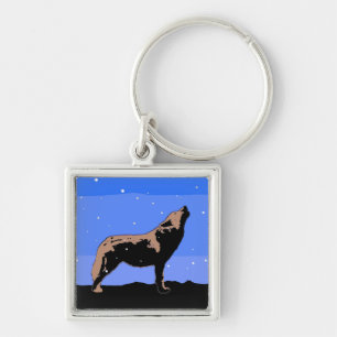Howling Wolf in Winter - Original Wildlife Art Key Ring