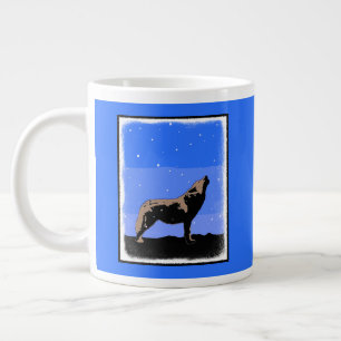 Howling Wolf in Winter  - Original Wildlife Art Large Coffee Mug