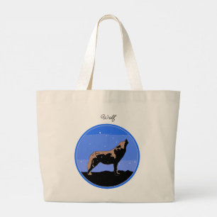 Howling Wolf in Winter  - Original Wildlife Art Large Tote Bag