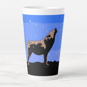 Howling Wolf in Winter  - Original Wildlife Art Latte Mug