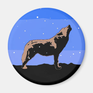 Howling Wolf in Winter - Original Wildlife Art Magnet