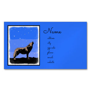 Howling Wolf in Winter  - Original Wildlife Art Magnetic Business Card