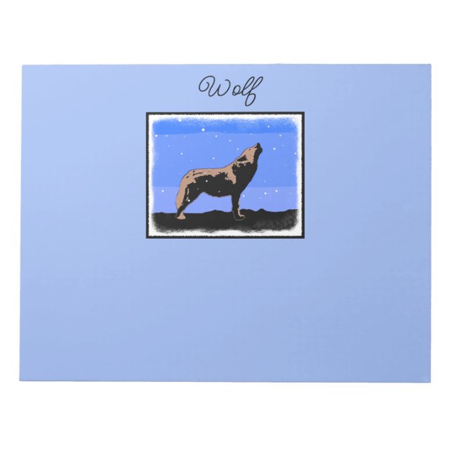 Howling Wolf in Winter  - Original Wildlife Art Notepad (Front)