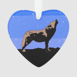 Howling Wolf in Winter - Original Wildlife Art Ornament