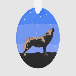 Howling Wolf in Winter - Original Wildlife Art Ornament