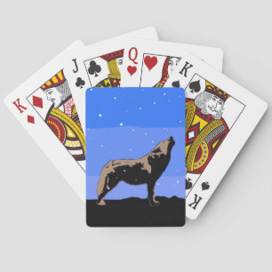 Howling Wolf in Winter  - Original Wildlife Art Playing Cards