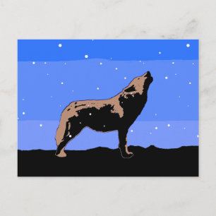 Howling Wolf in Winter  - Original Wildlife Art Postcard