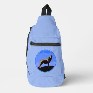 Howling Wolf in Winter  - Original Wildlife Art Sling Bag
