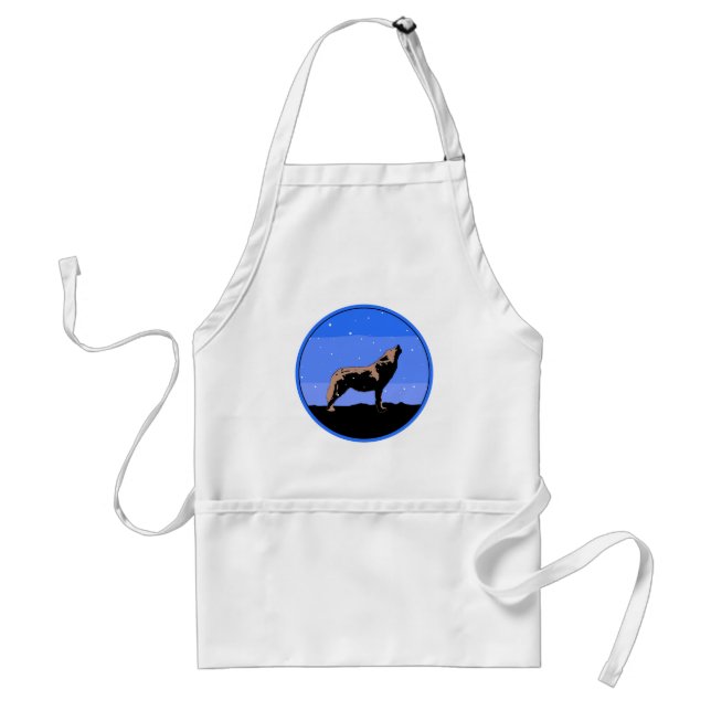Howling Wolf in Winter  - Original Wildlife Art Standard Apron (Front)