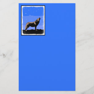 Howling Wolf in Winter - Original Wildlife Art Stationery