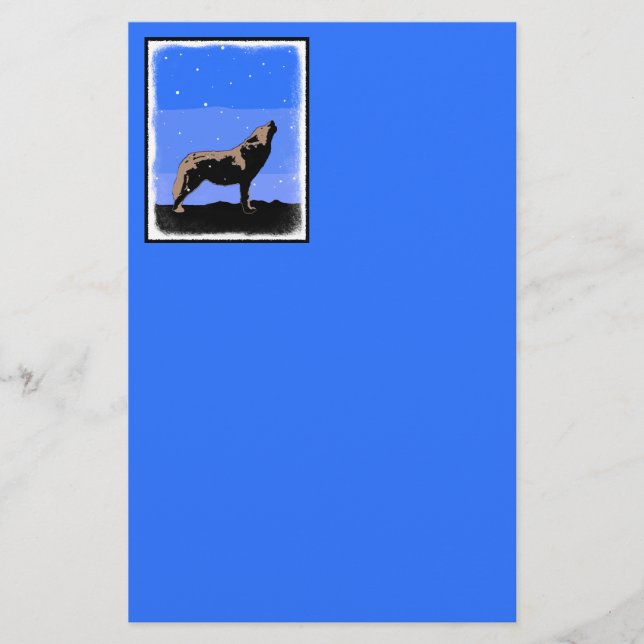 Howling Wolf in Winter  - Original Wildlife Art Stationery (Front)