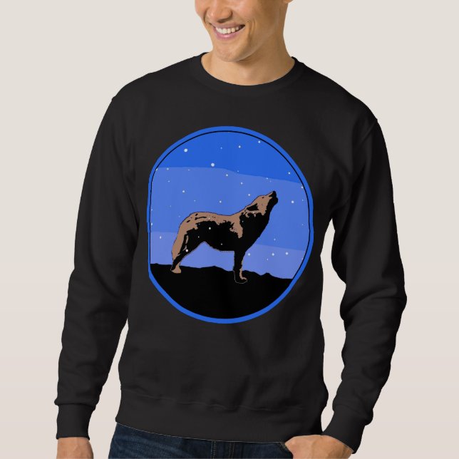 Howling Wolf in Winter  - Original Wildlife Art Sweatshirt (Front)