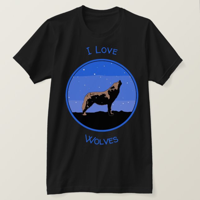 Howling Wolf in Winter  - Original Wildlife Art T-Shirt (Design Front)