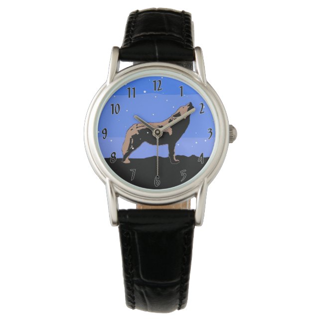 Howling Wolf in Winter  - Original Wildlife Art Watch (Front)