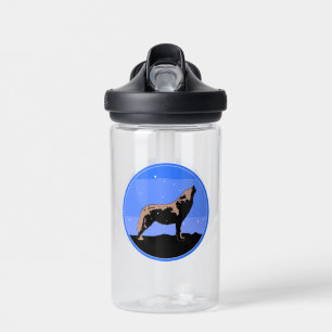 Howling Wolf in Winter  - Original Wildlife Art Water Bottle