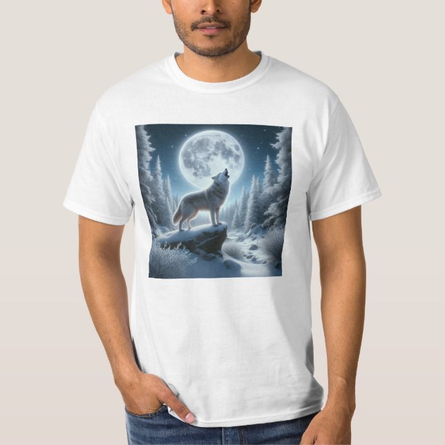 Howling Wolf In Winter T-Shirt (Front)