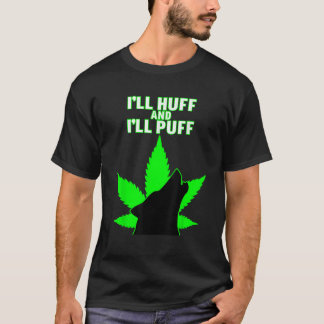 Howling Wolf Lovers Funny Weed Pot Leaf T-Shirt