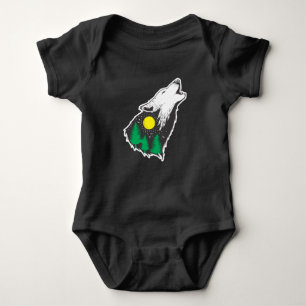 Howling Wolf Moon Forest Environmental Protection Baby Bodysuit