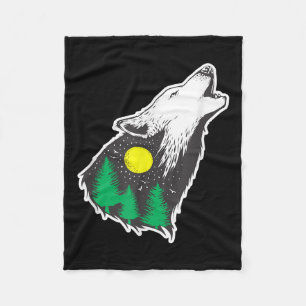 Howling Wolf Moon Forest Environmental Protection Fleece Blanket