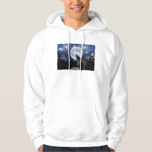 Howling Wolf, Moon & Galaxies Winter Hoodie