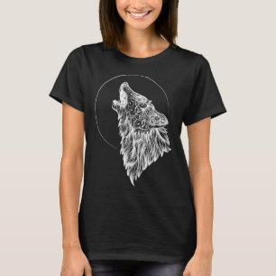 Howling Wolf Moon Mandala Occult Wolf T-Shirt