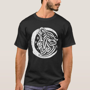 Howling Wolf Moon Nordic Celtic Tribal Occult Wolf T-Shirt