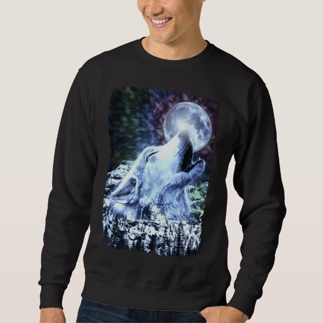 Howling Wolf Moon Wolves Winter Sweatshirt (Front)
