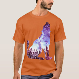 Howling Wolf Night Sky Forest T-Shirt