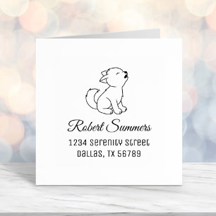 Howling Wolf Pup Address Self-inking Stamp