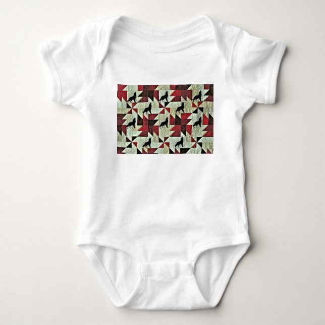 Howling Wolf Quilt Baby Bodysuit (Front)