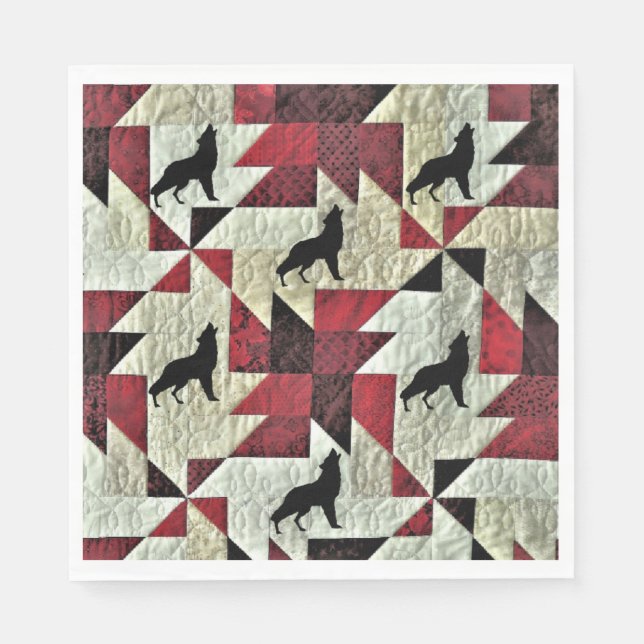 Howling Wolf Quilt Napkin (Front)