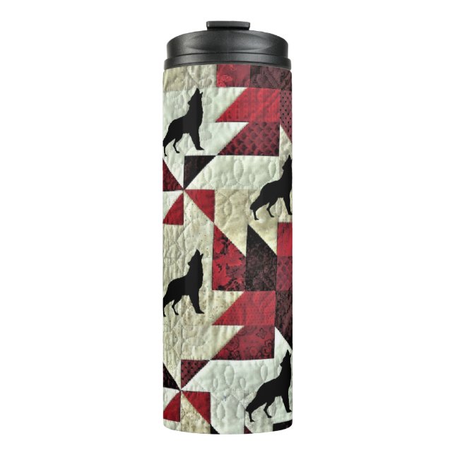 Howling Wolf Quilt Thermal Tumbler (Front)