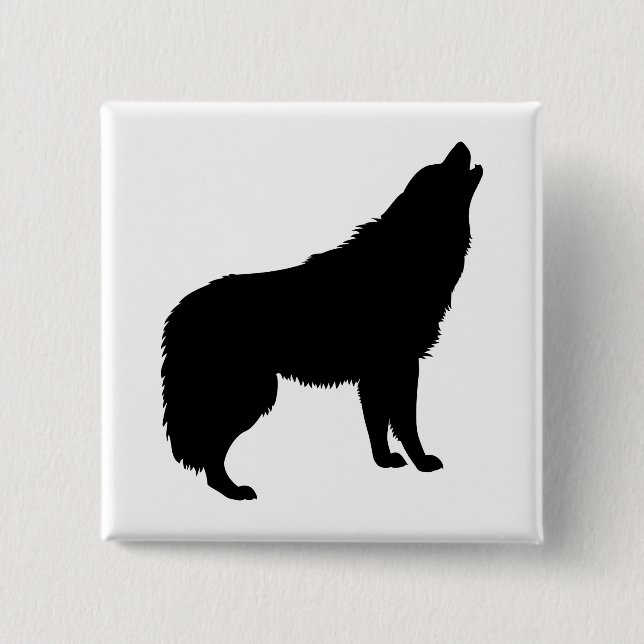 Howling Wolf Silhouette 15 Cm Square Badge (Front)