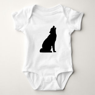 Howling Wolf Silhouette Baby Bodysuit