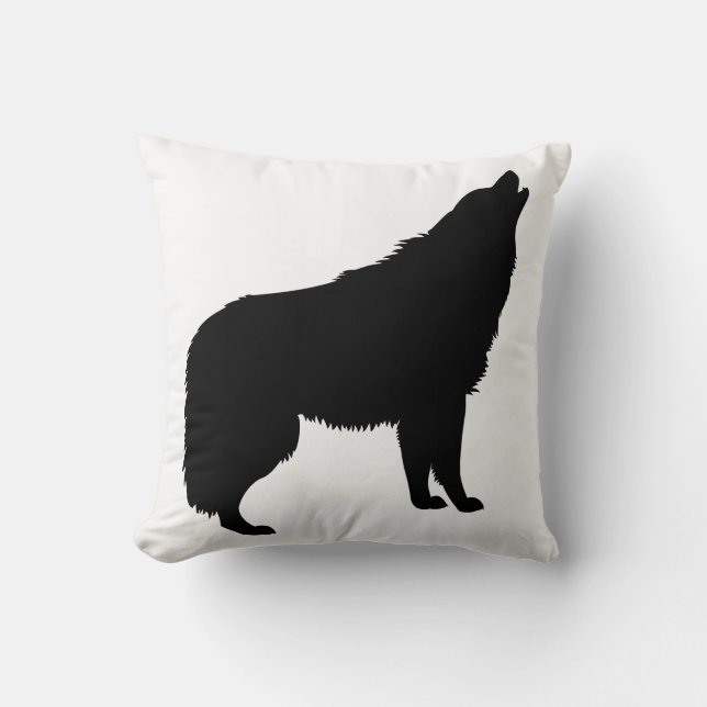 Howling Wolf Silhouette Cushion (Front)